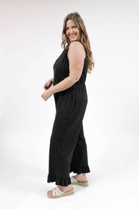 Madison Frill Leg Romper in Black