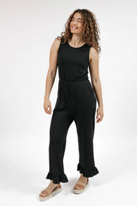 Madison Frill Leg Romper in Black