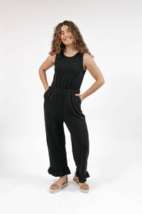 Madison Frill Leg Romper in Black