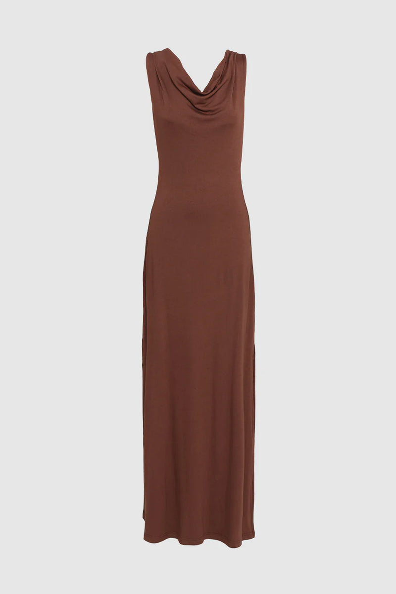 Natasha Midi Dress in Chocolate