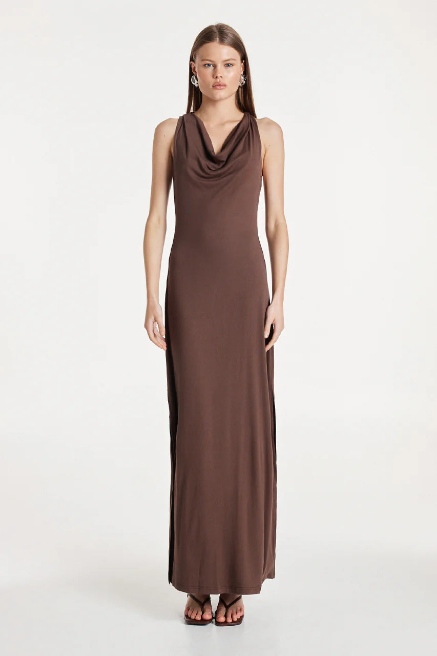 Natasha Midi Dress in Chocolate
