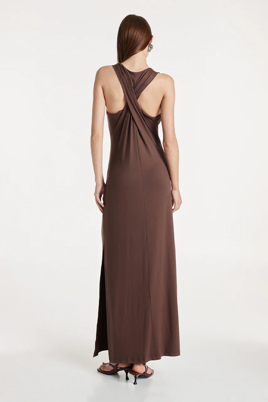 Natasha Midi Dress in Chocolate
