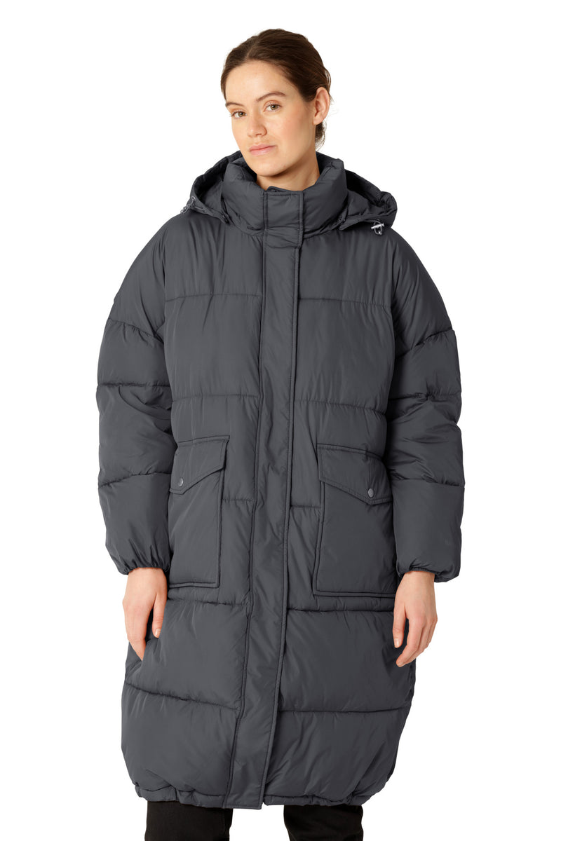 Long Padded Coat in Ombre Blue