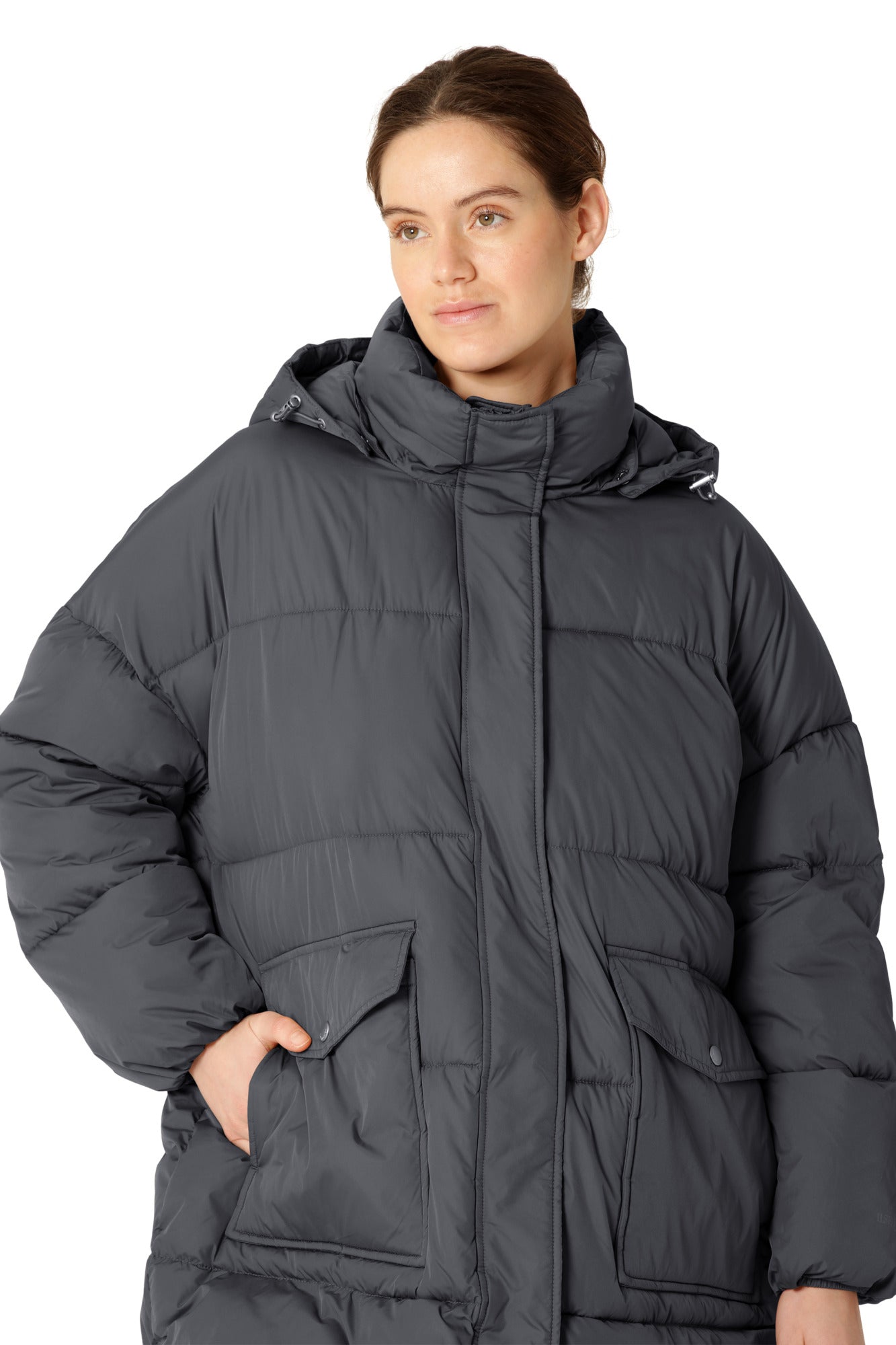 Long Padded Coat in Ombre Blue