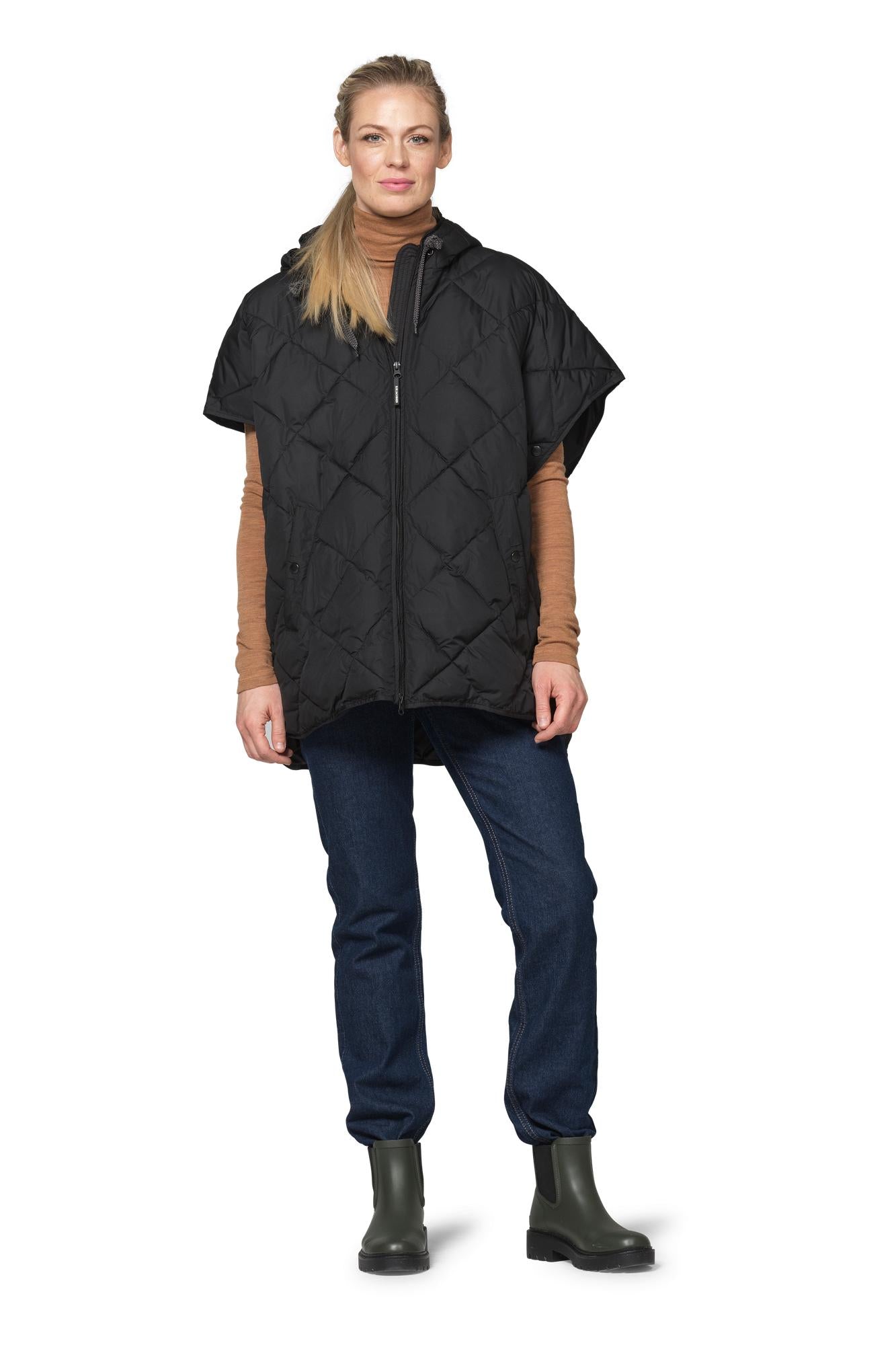 Peppy Quilted Oversized Vest in Black