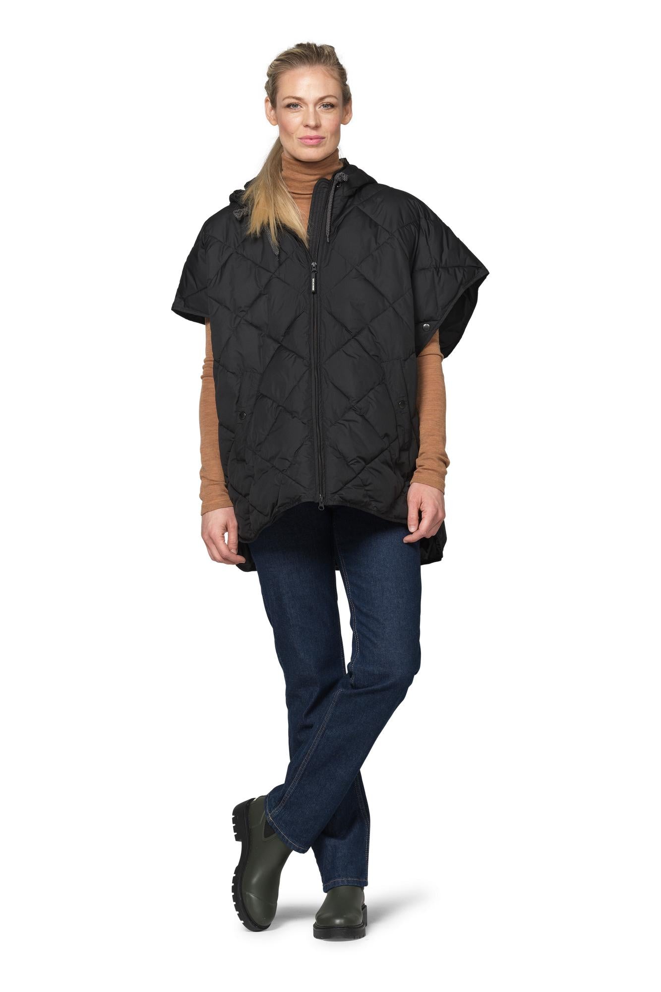 Peppy Quilted Oversized Vest in Black