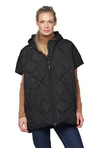 Peppy Quilted Oversized Vest in Black