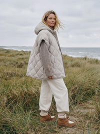 Peppy Quilted Oversized Vest in Silver Grey