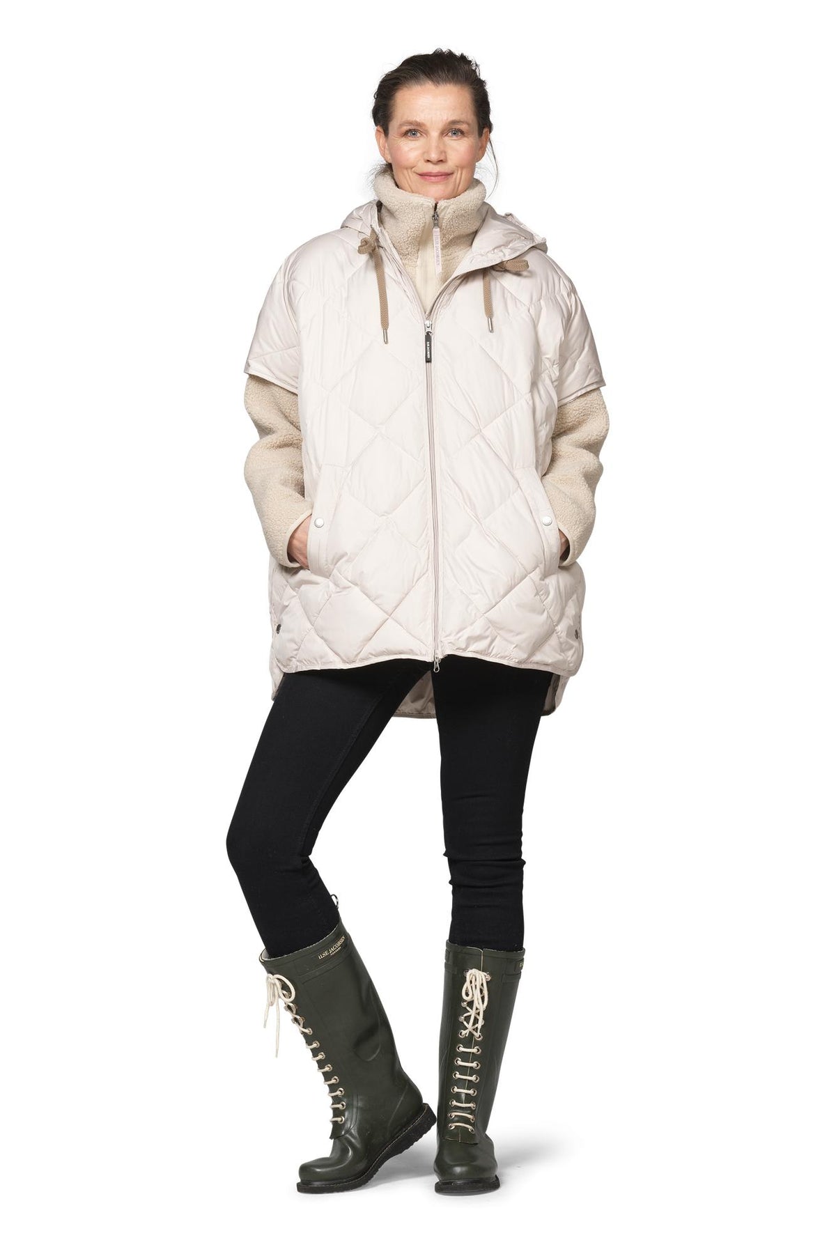 Peppy Quilted Oversized Vest in Silver Grey