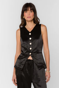 Pisces Black Satin Vest