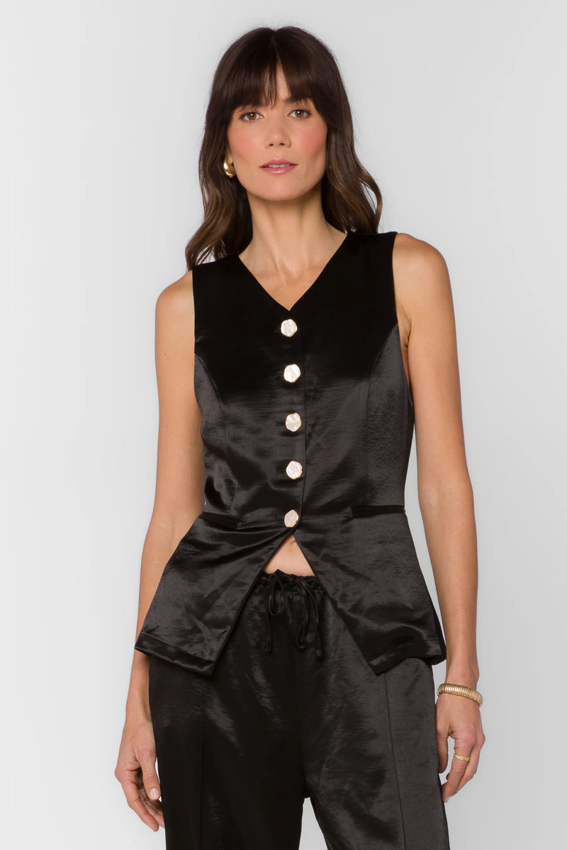 Pisces Black Satin Vest