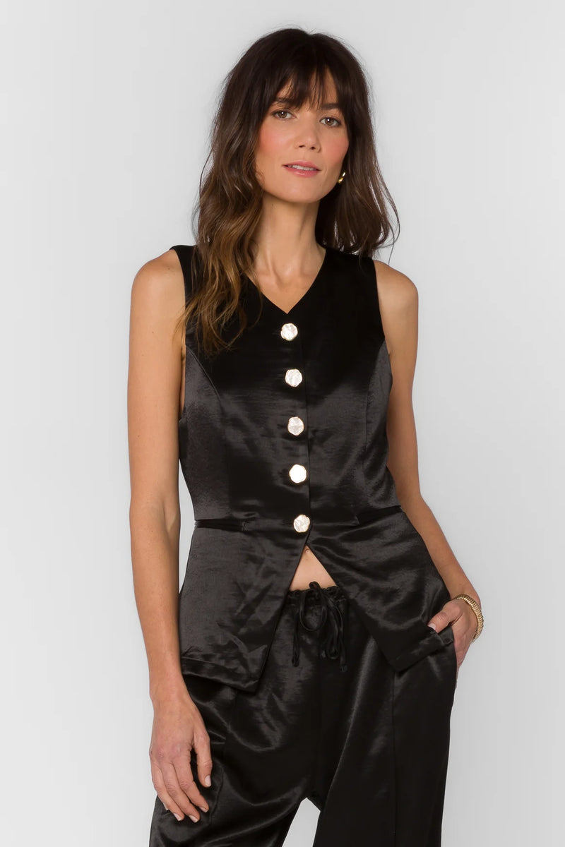 Pisces Black Satin Vest