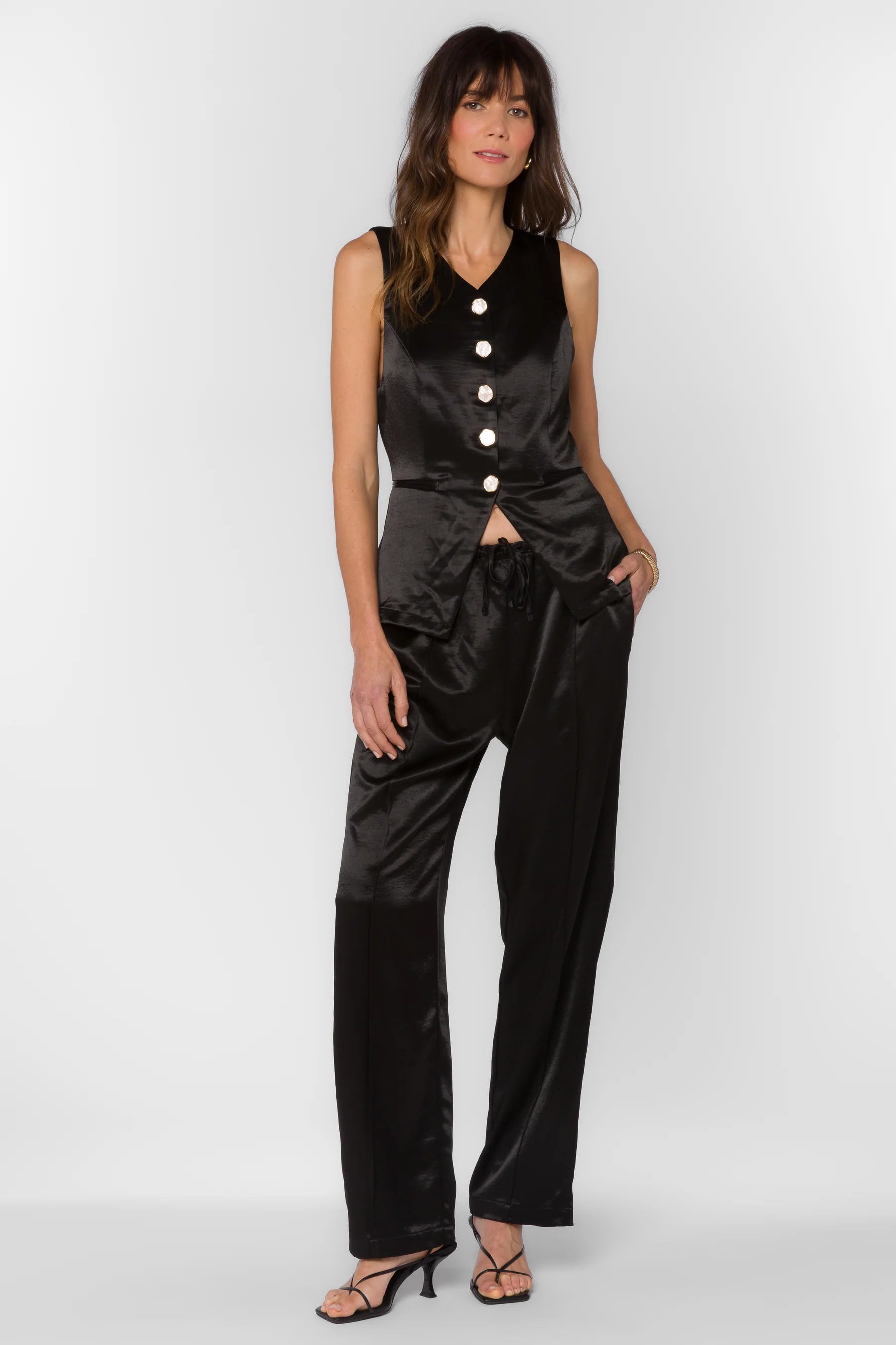 Kaya Black Satin Pants