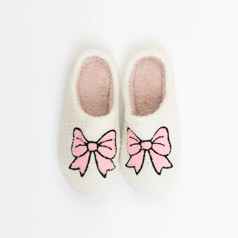 Printed Sherpa Slipper | Big Bow