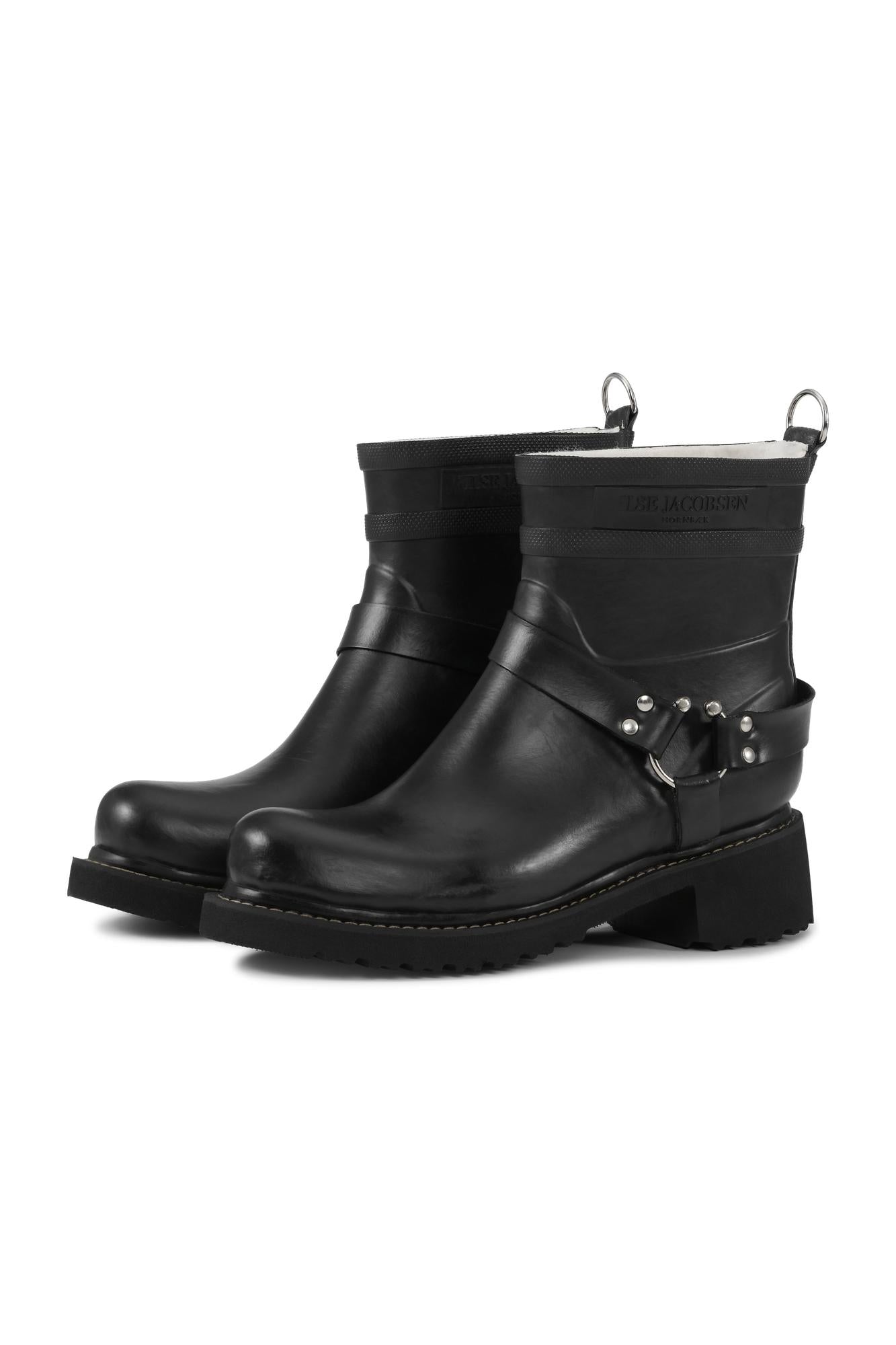 Short Engineer Rubber Boot in Black