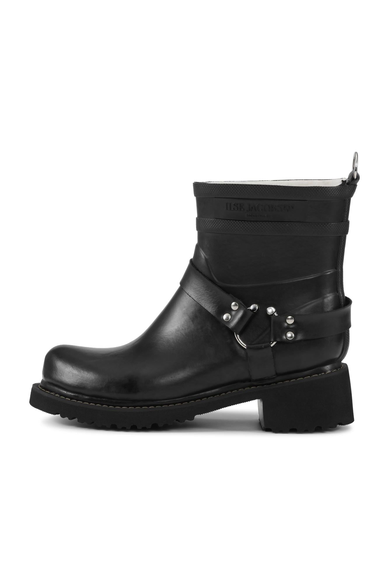 Short Engineer Rubber Boot in Black