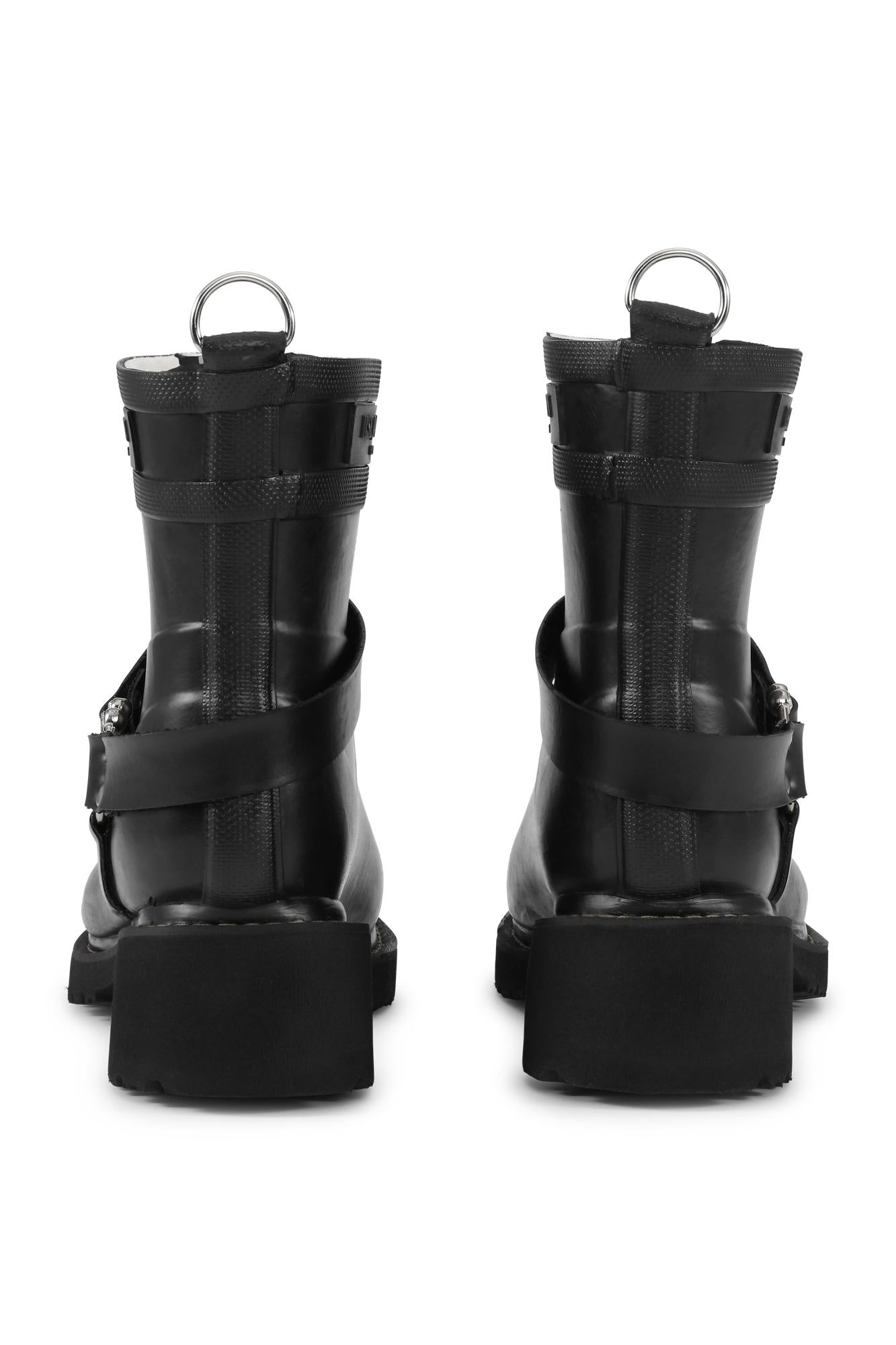 Short Engineer Rubber Boot in Black