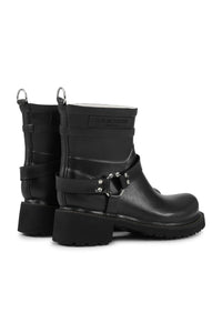 Short Engineer Rubber Boot in Black