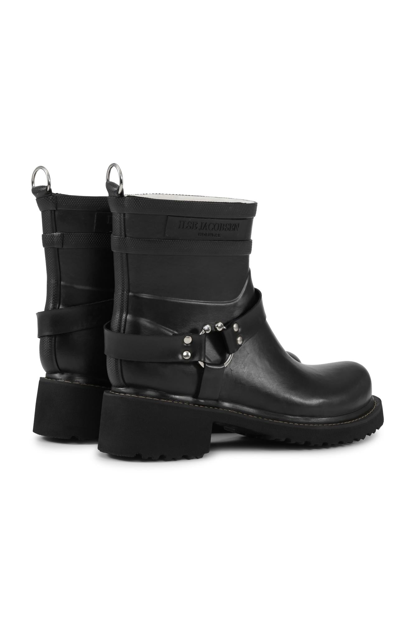 Short Engineer Rubber Boot in Black
