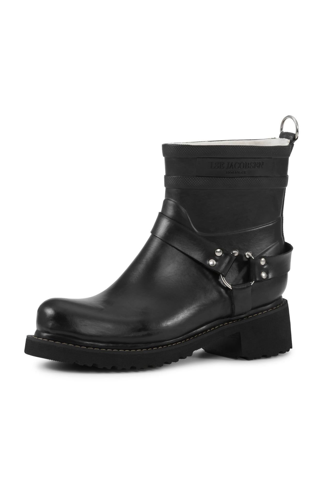 Short Engineer Rubber Boot in Black