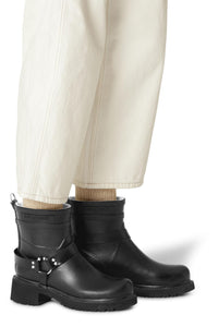 Short Engineer Rubber Boot in Black
