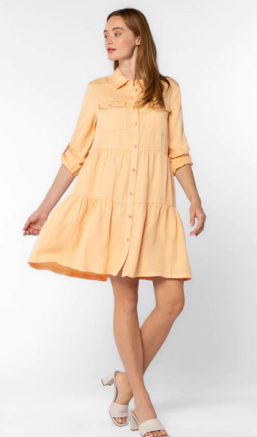 Bree Tiered Dress in Apricot Ice