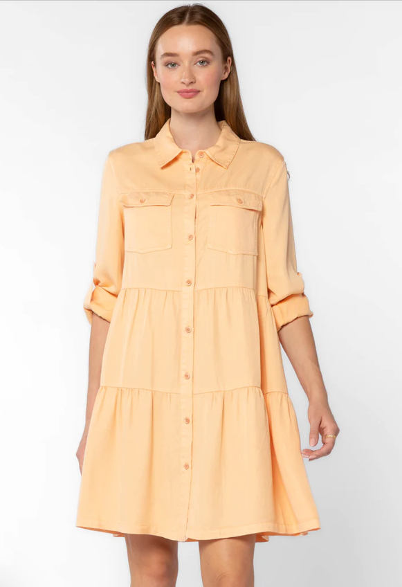 Bree Tiered Dress in Apricot Ice