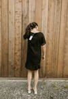 Ladder Trimmed Linen Dress In Black