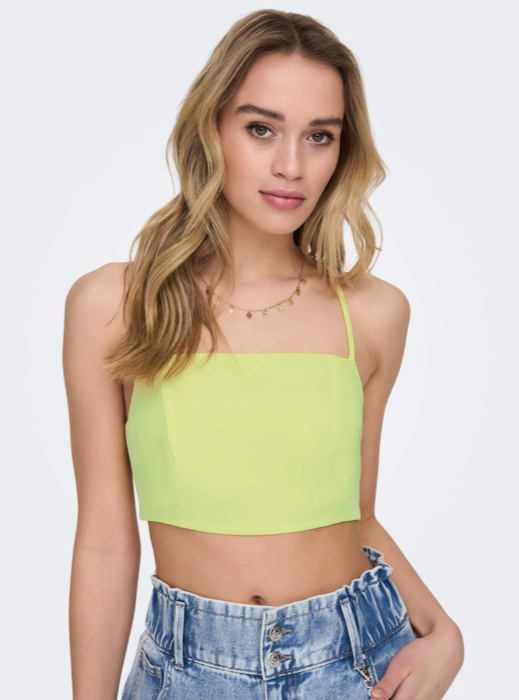 Cropped Top With Adjustable Straps In Celery Green