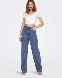 High Waist Wide Worker Denim