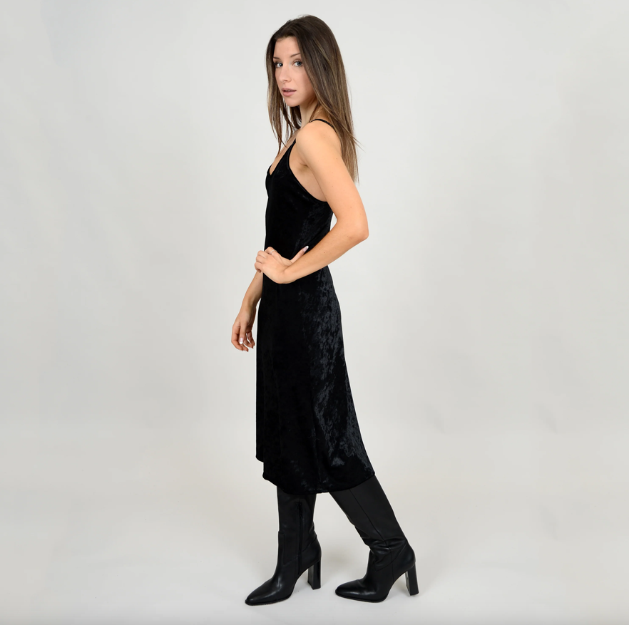 Layla Slip Dress in Black Velvet