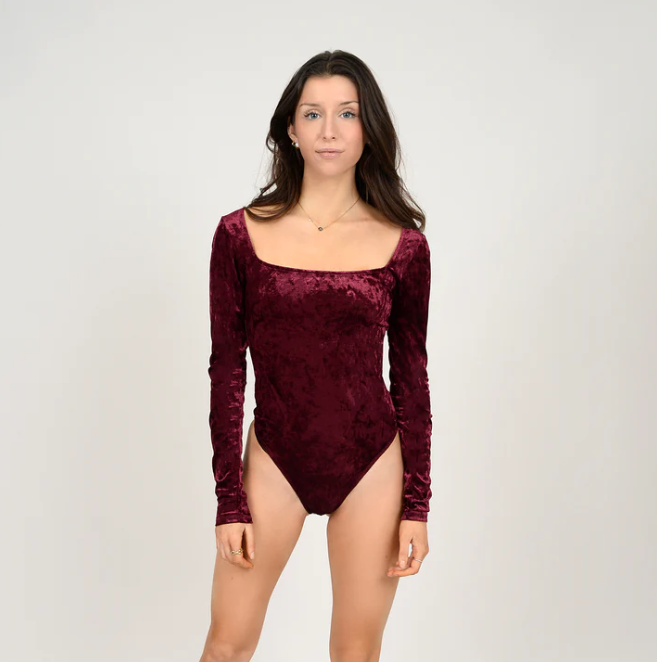 Stacy Square Neck Bodysuit in Burgundy Velvet – Krush Clothing Boutique