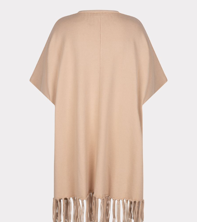 Fringe Poncho in Beige