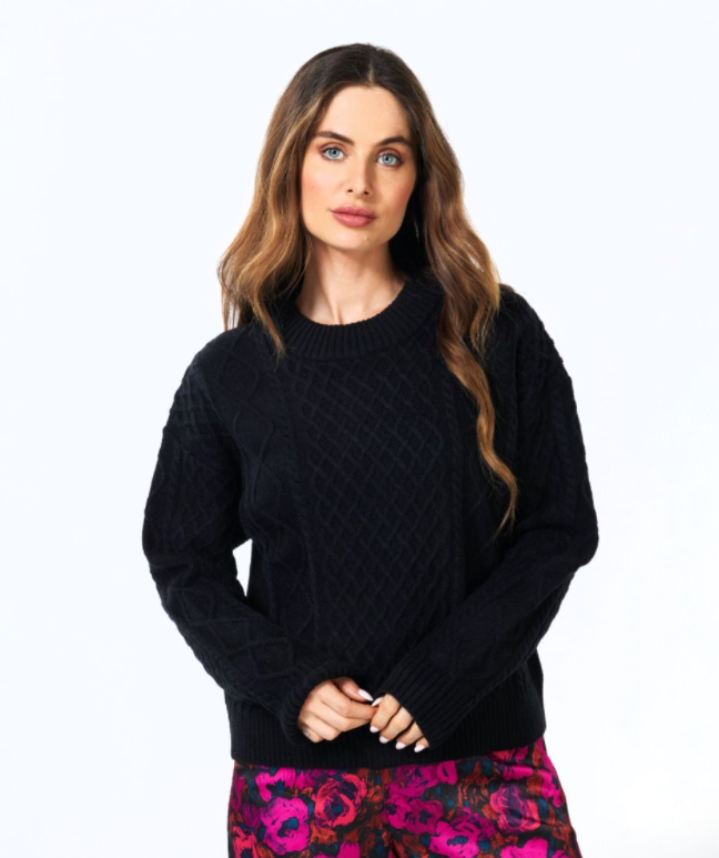 Cable Sweater In Black
