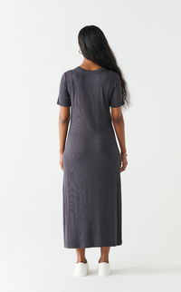 Ribbed T-shirt Midi Dress In Vintage Black