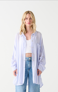 The Oversized Button Down In Blue/Pink Stripe