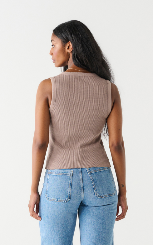 Waffle Knit Tank Top In Stone