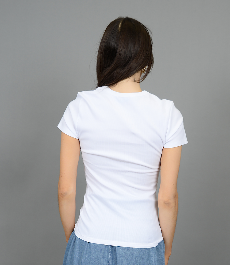 Cecie Ribbed Crew Tee l White