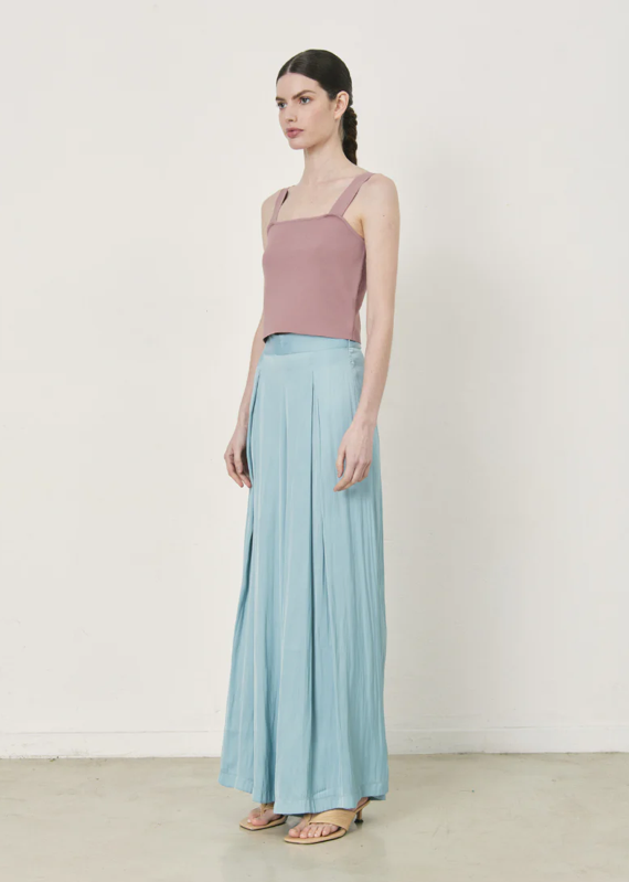 Klimt Satin Wide leg Pant In Sky