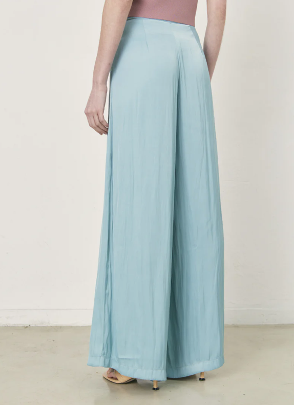 Klimt Satin Wide leg Pant In Sky