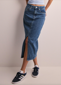 The Siri Midi Skirt In True Denim