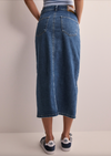 The Siri Midi Skirt In True Denim