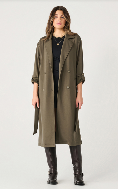 The Riley Double Breasted Trench in Olive