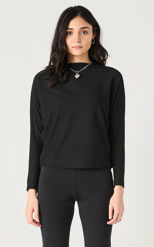 Long Sleeve Mock Neck In Black