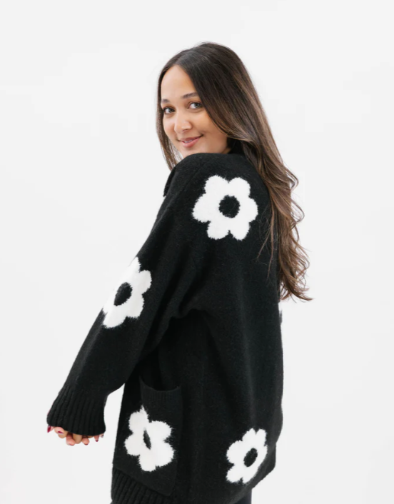 Flora Cardigan In Black Combo