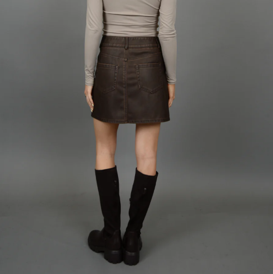 Distressed Skirt in Coffee