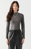 LS Mock Neck Shimmer Top In Black