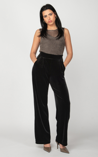 Wide Leg Velour Pull On Pants