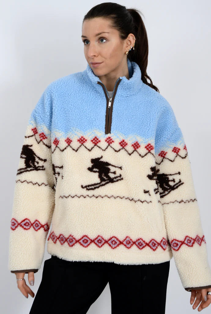 Alpine Sherpa 1/2 Zip in Ski Print