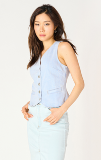 Denim Vest In Bleached Indigo